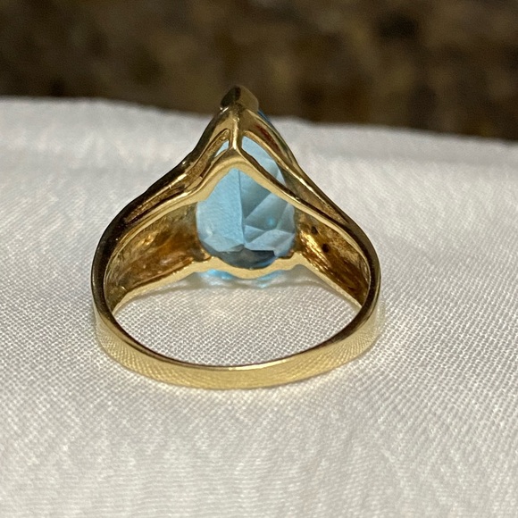 💍VNTG Samuel Aaron Blue Topaz Diamond Gold 10K THL-Size 7.25 Price is FIRM - Picture 12 of 17